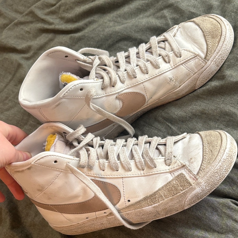Nike White and Gray High-Top Sneakers